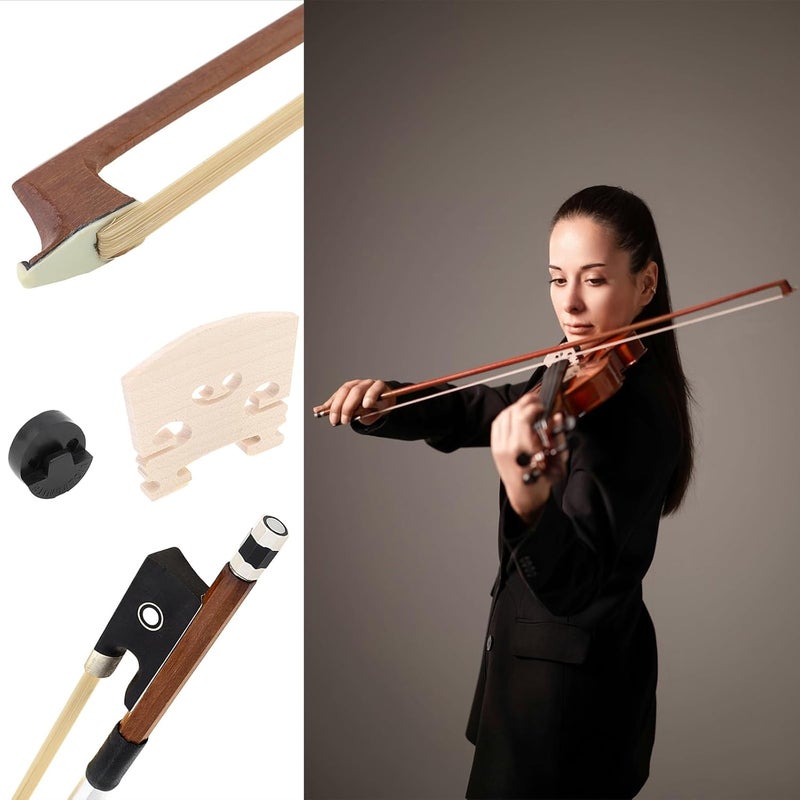 REMAGIC Brazilwood Ebony Frog Violin Bow, Professional 4/4 Full Size Ebony Wood Frog Violin Arbor with Case and Maple Bridge,Well Balance Fiddle Bow with Sheepskin Grip White Horse Hair for Student Adult - Image 5